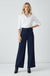 Maggie Stretch Wide Leg Belt Trouser in Navy