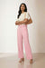 Maggie Stretch Wide Leg Belt Trouser in Baby Pink
