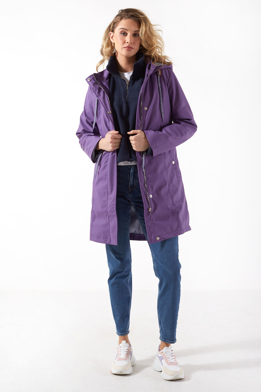 Lilly Drawstring Rain Jacket in Purple