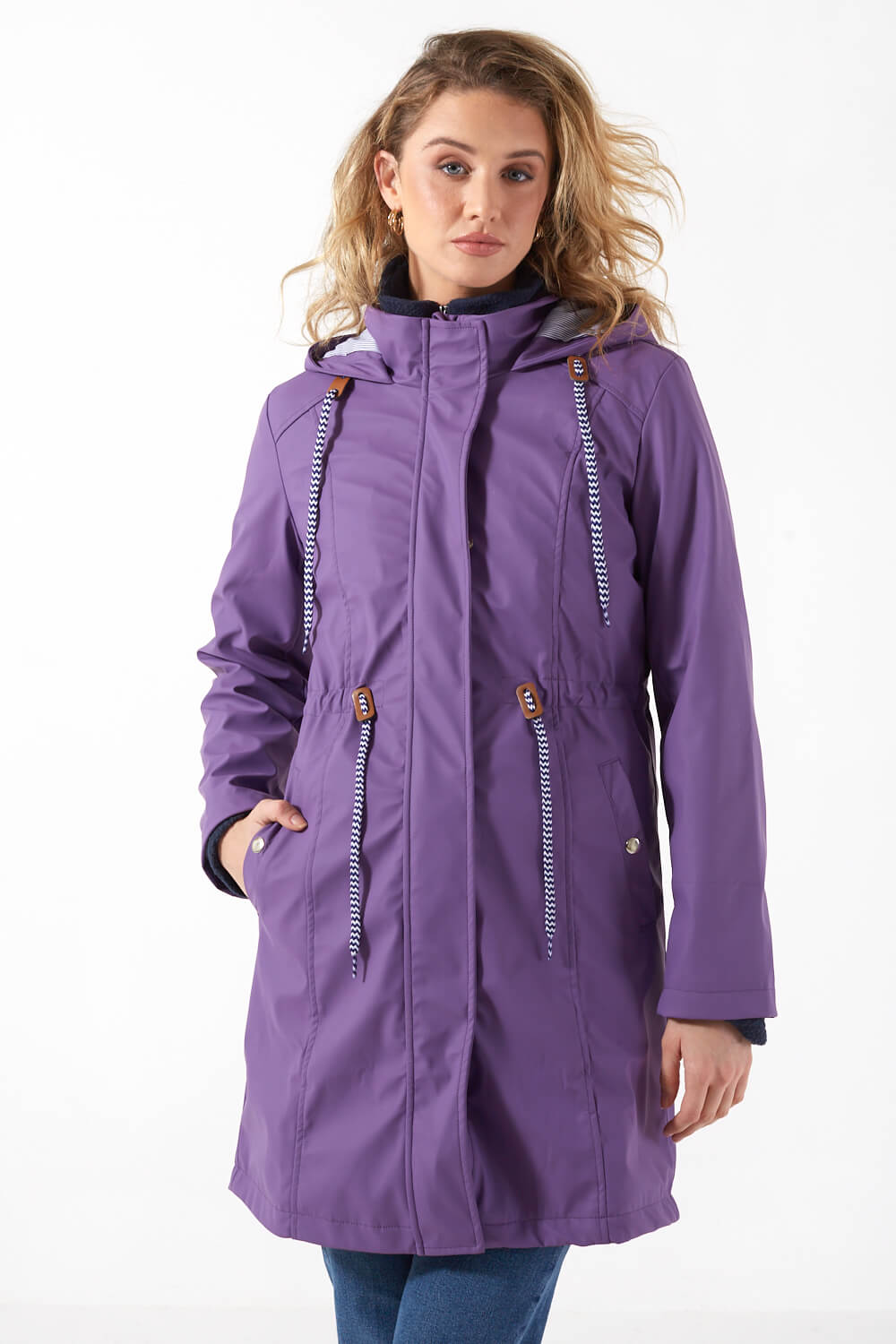 Lilly Drawstring Rain Jacket in Purple