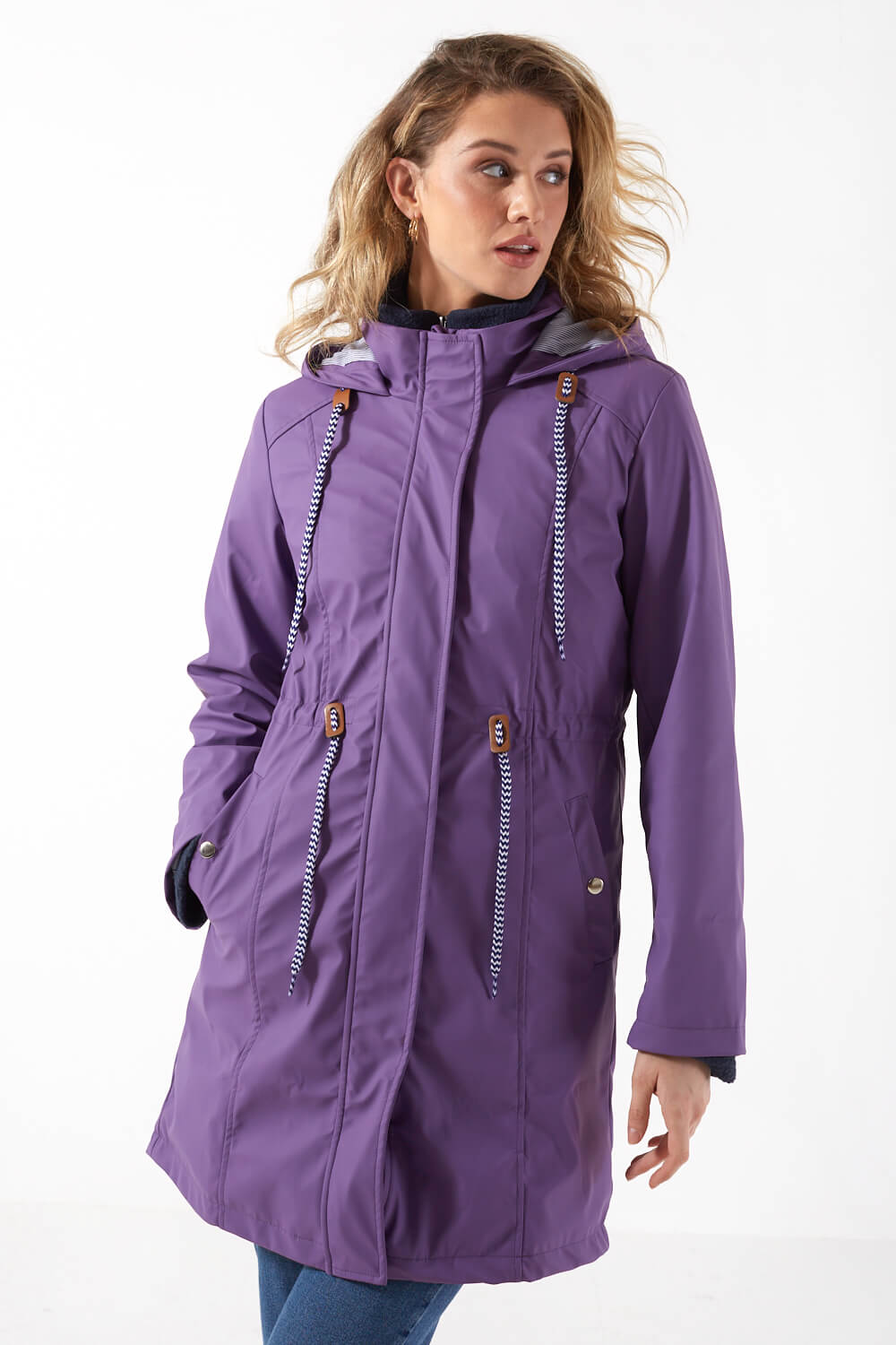 Lilly Drawstring Rain Jacket in Purple