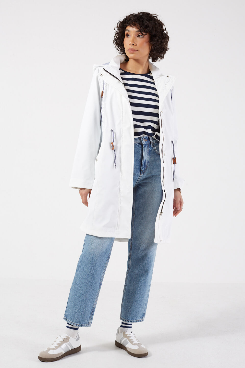 Lilly Drawstring Rain Jacket in White