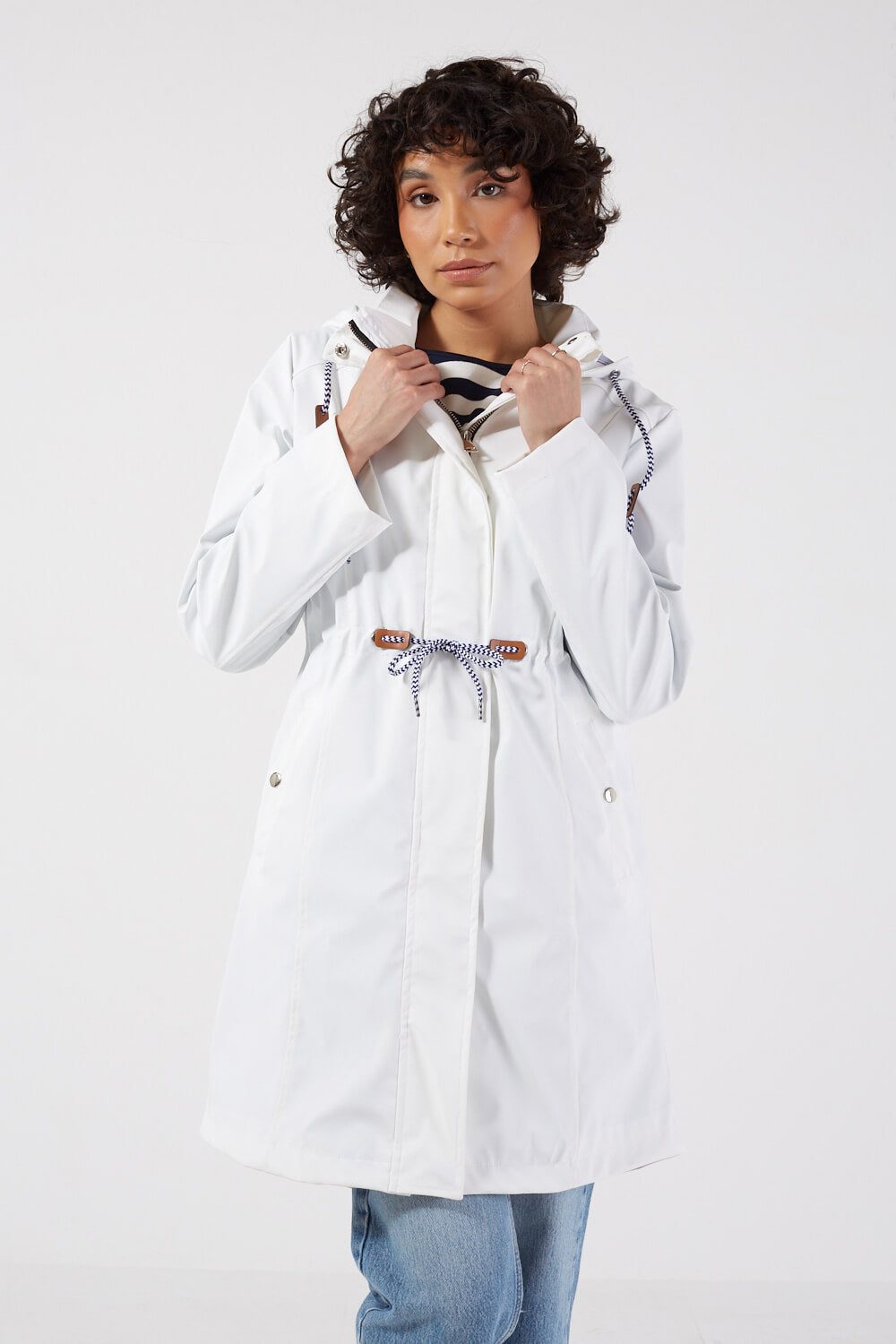 Lilly Drawstring Rain Jacket in White