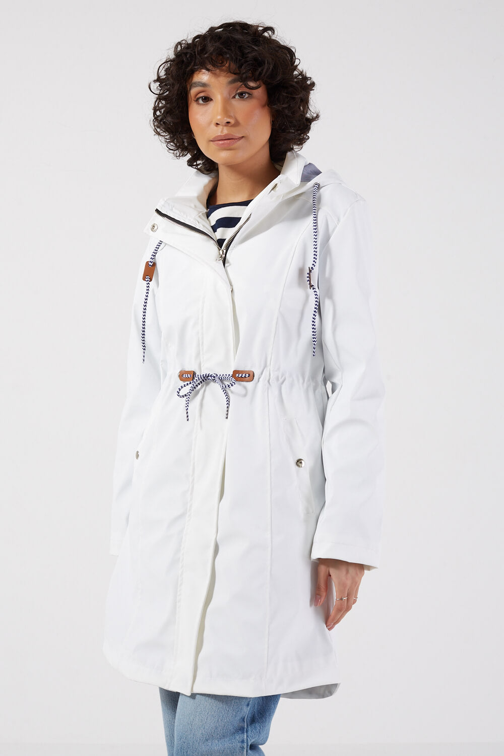 Lilly Drawstring Rain Jacket in White