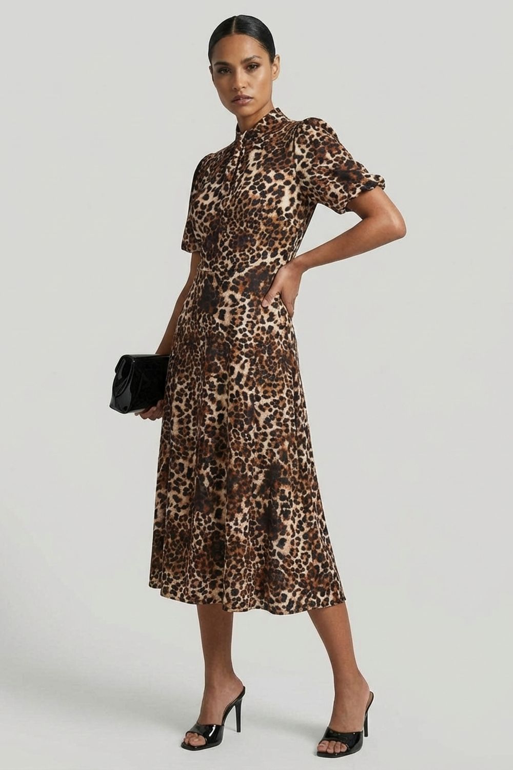 Geneva Leopard Print Midi Dress