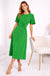 Short-Sleeve Faux-Wrap Midi Dress in Green