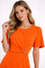 Short Flutter Sleeve Wrap-Style Midi Dress in Orange