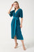 Kai Pleated Wrap Over Dress in Teal