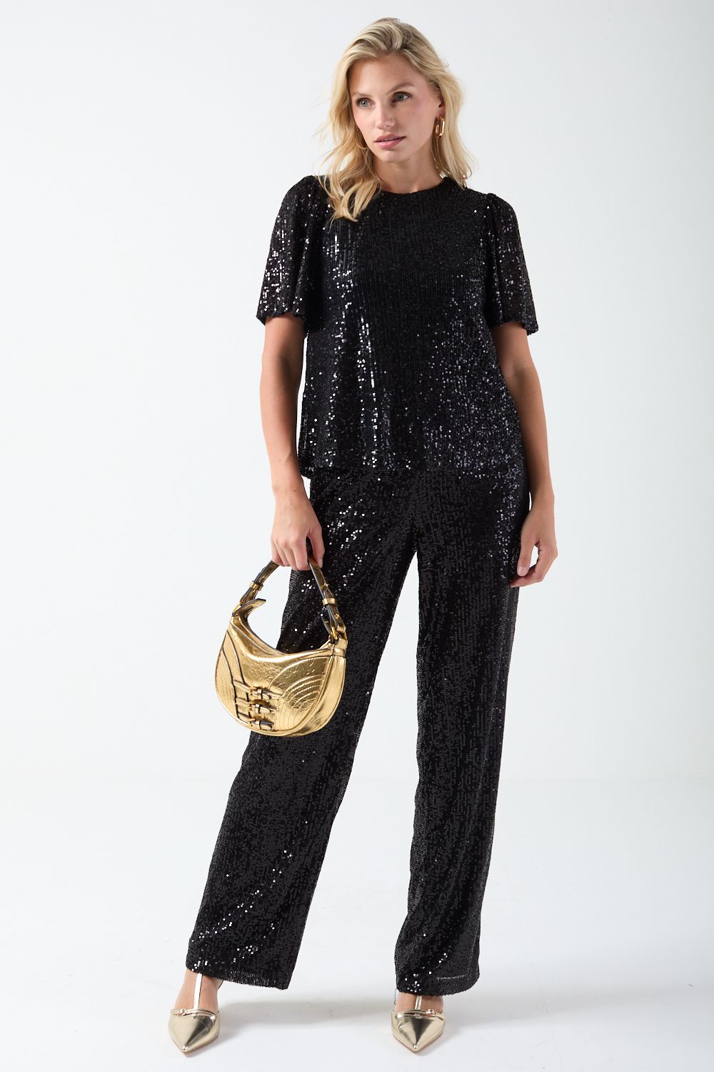 Lisa Sequin Top in Black