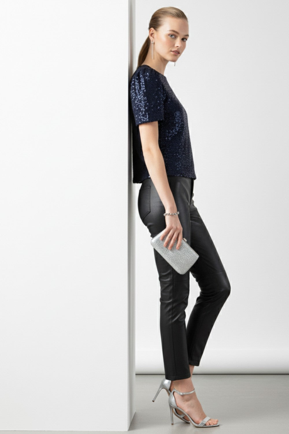 Ruby Sequin Top in Navy