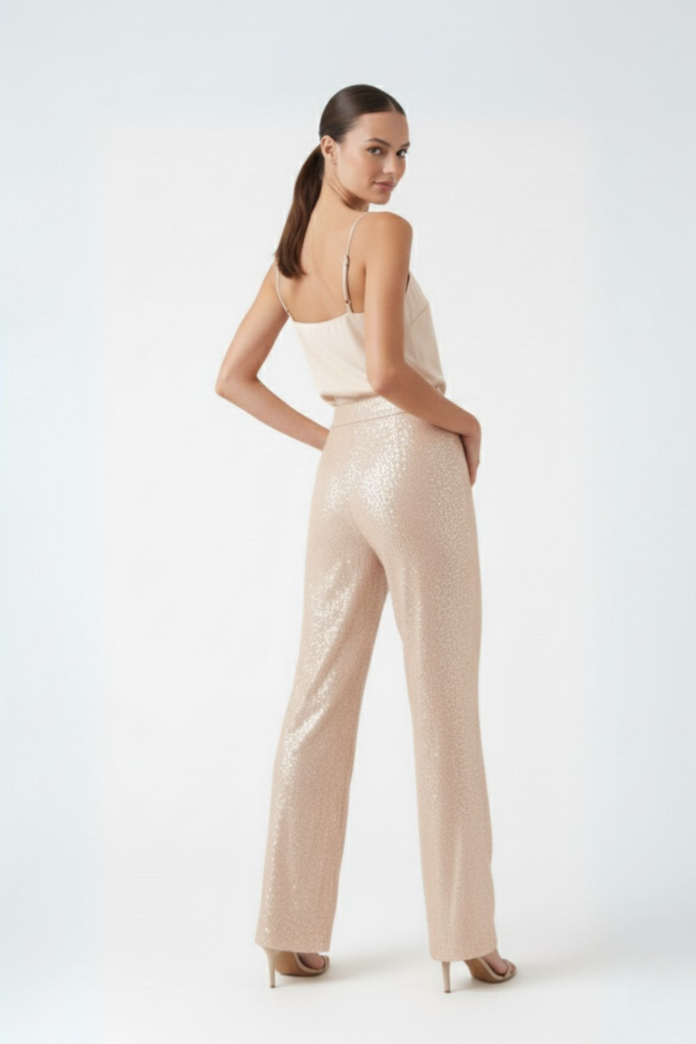 Jade Sequin Trouser in Champagne