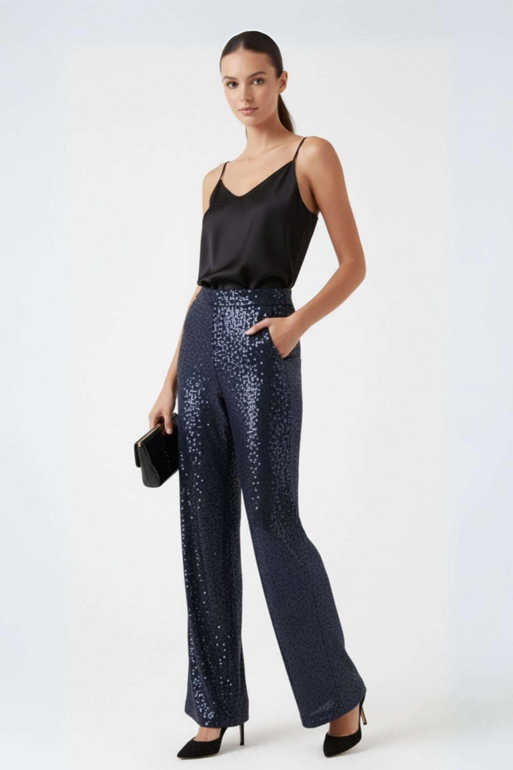 Jade Sequin Trouser in Navy