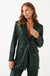Chloe Padded Shoulders Sequin Blazer in Dark Green