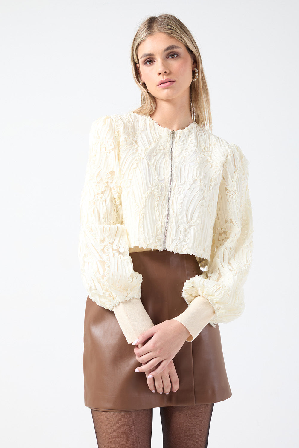 Sile Lace Short Jacket in Cream
