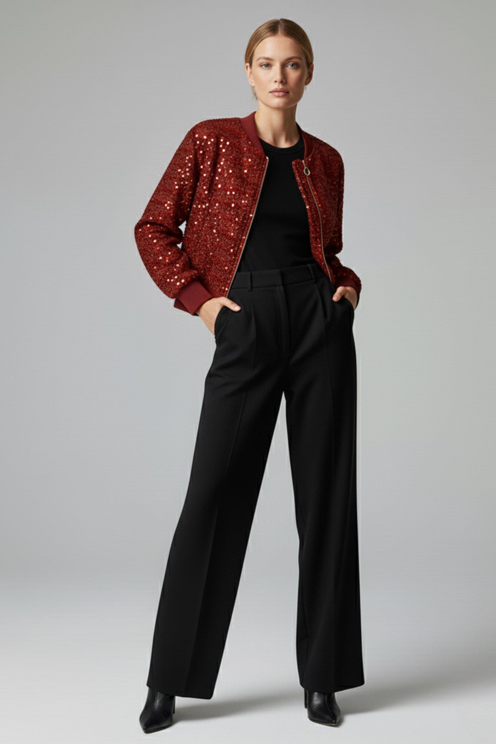 Vera Sequin Jacket in Red