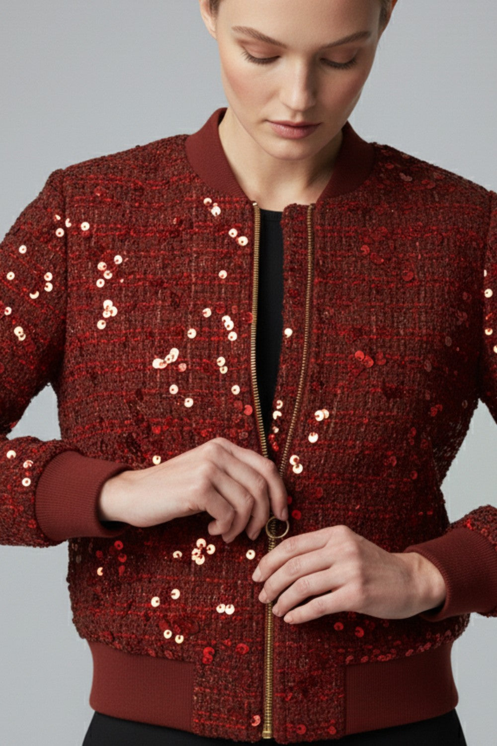 Vera Sequin Jacket in Red