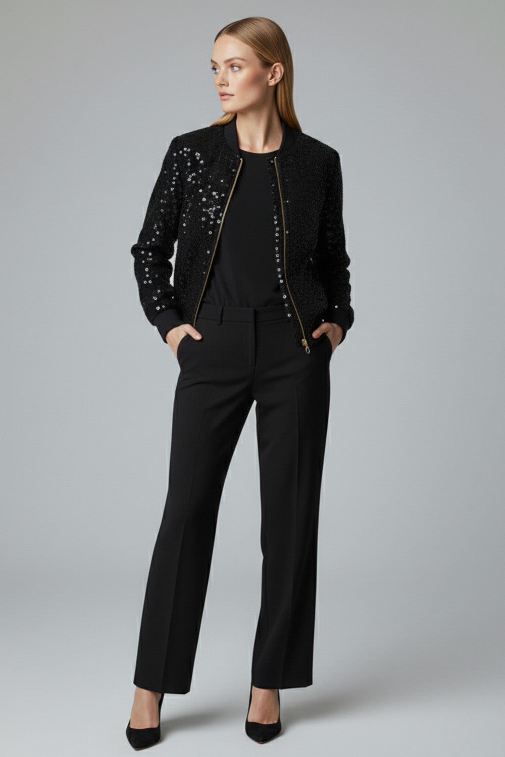 Vera Sequin Jacket in Black