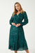 Natalie Wrap Sequin Midi Dress in Dark Green
