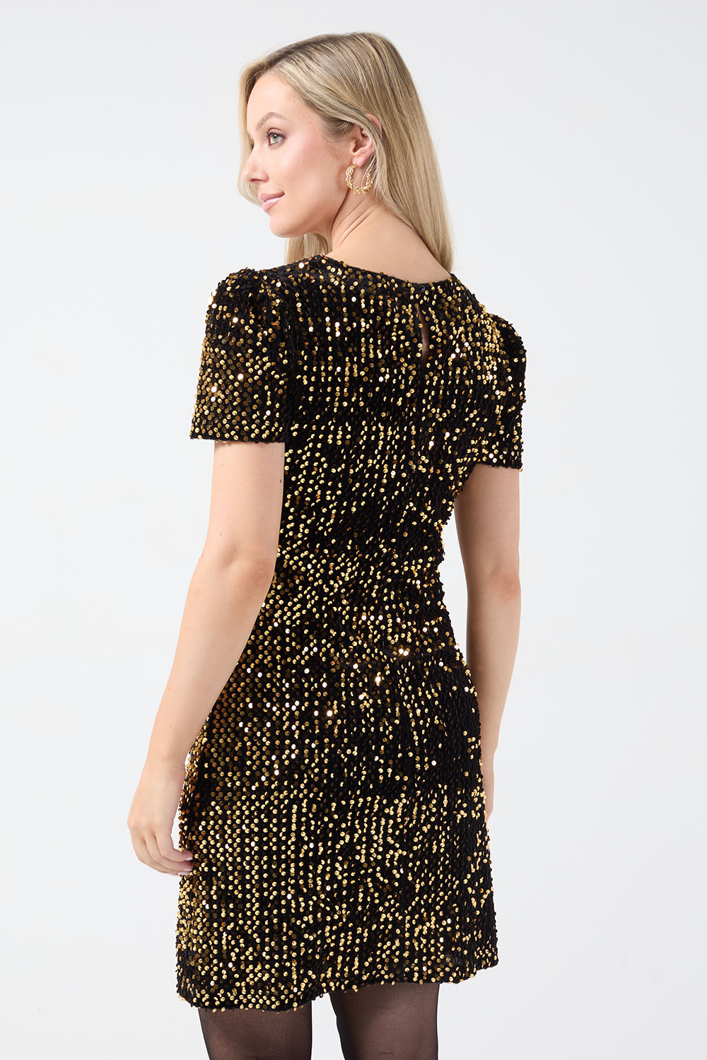 Liadan Sequin Dress in Black Gold