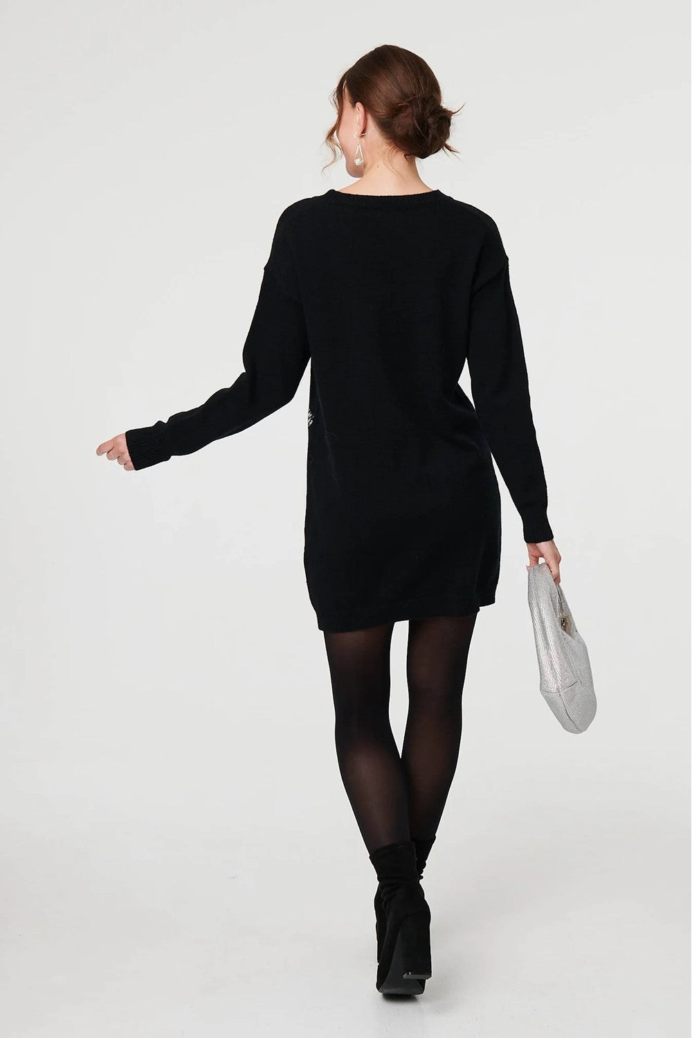 Geneva Star Sequin Knit Dress in Black