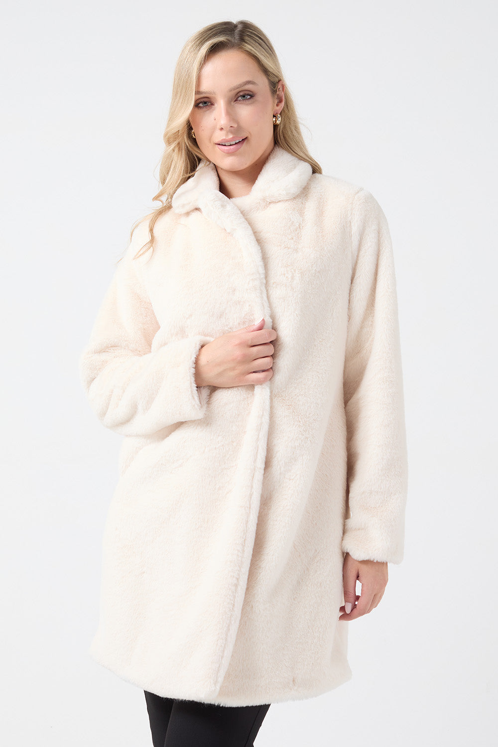 Cindy Long Faux Fur Jacket in Cream