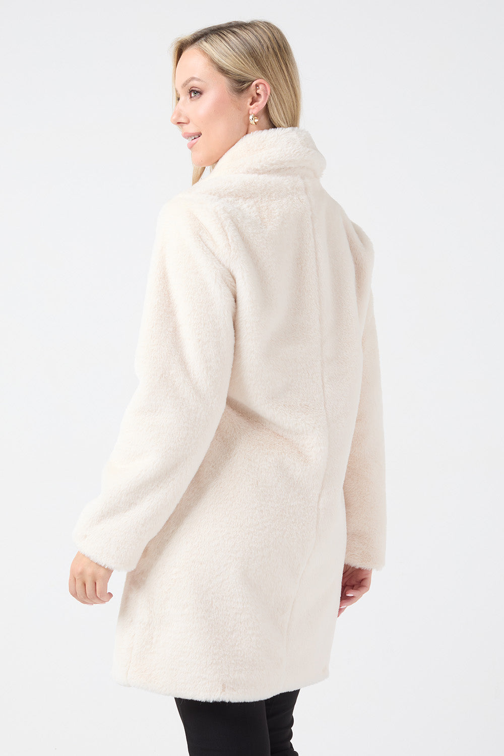 Cindy Long Faux Fur Jacket in Cream