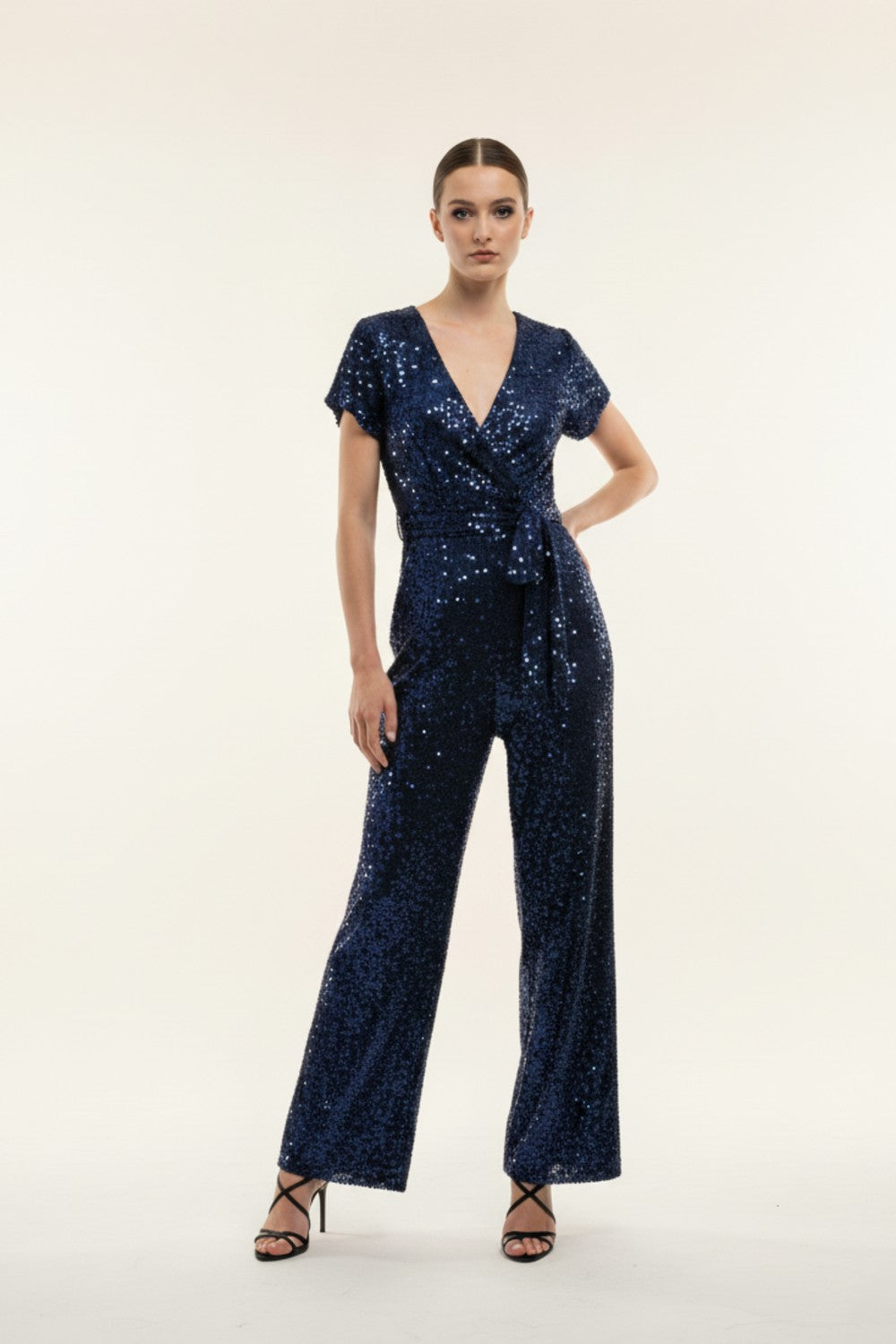 Maya Sequin Jumpsuit in Navy