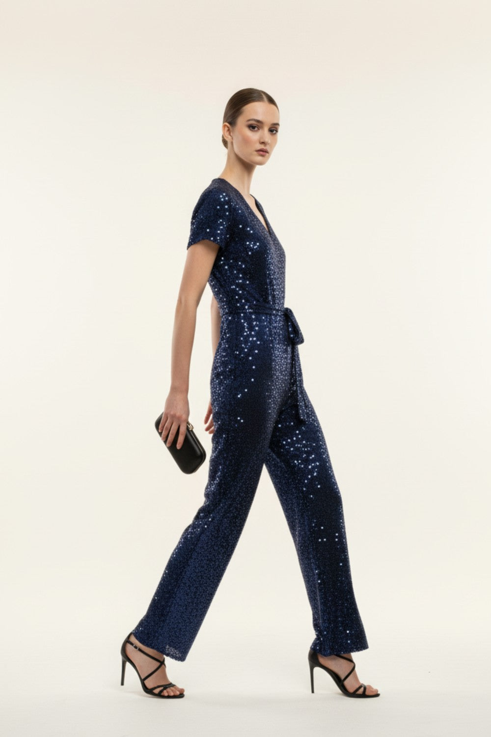 Maya Sequin Jumpsuit in Navy