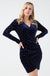 Celine Velvet Diamante Dress in Navy