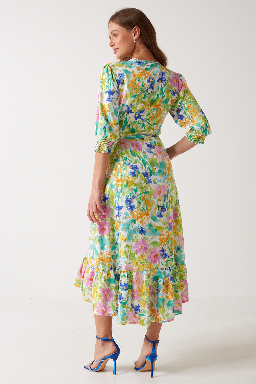 Willow Printed Wrap Dress in Green