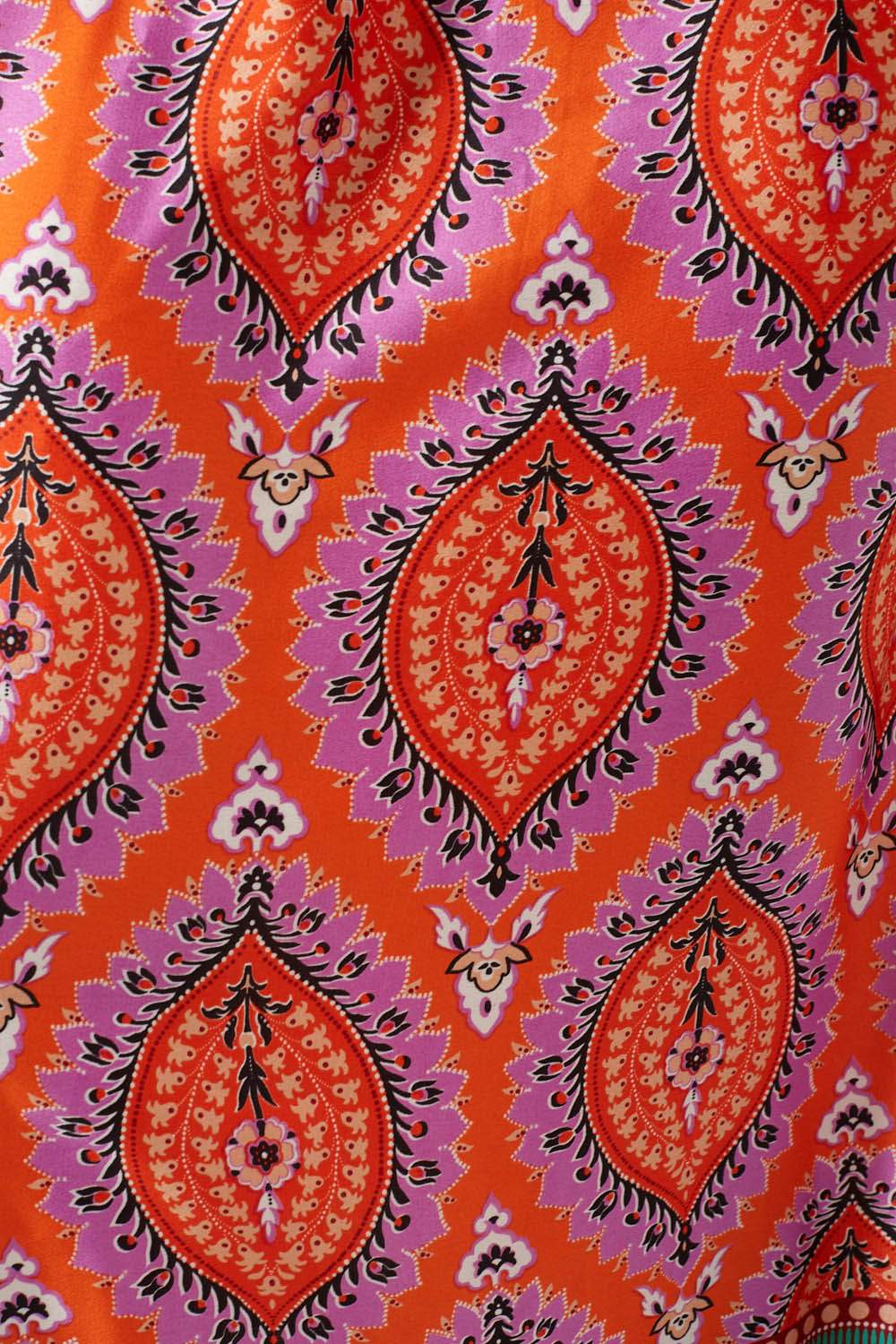 Bethany V-Neck Paisley Printed Maxi Dress in Orange