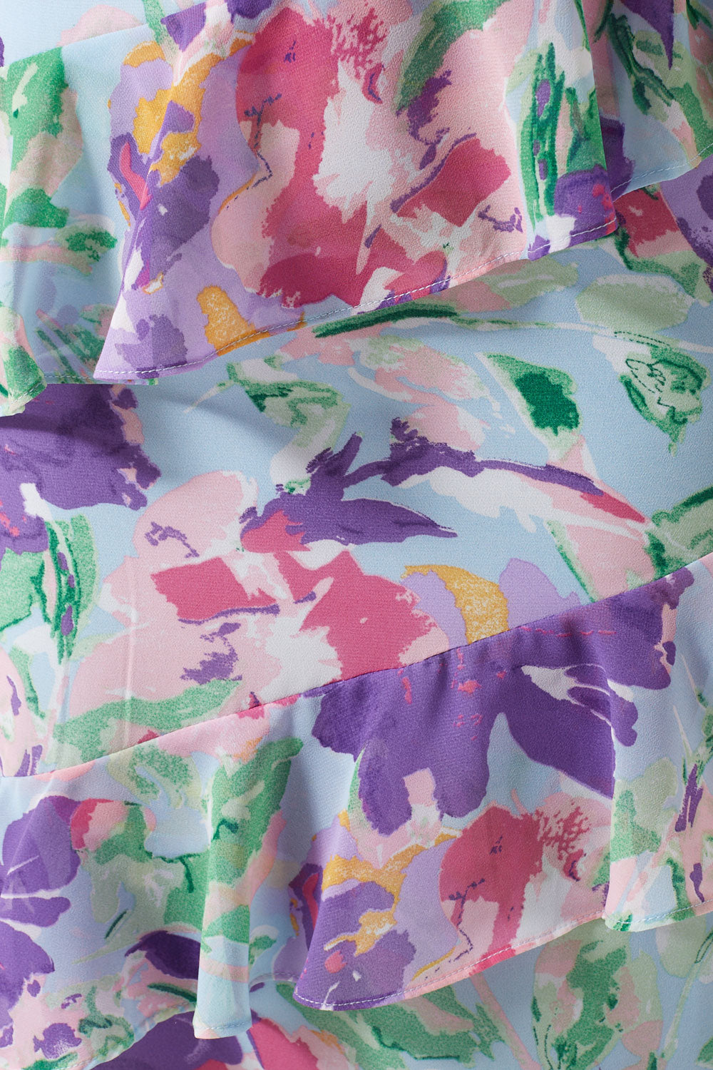 Brianna Watercolor Style Floral Midi Dress in Blue