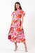 Sia Angel Sleeve Floral Print Dress in Red