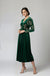 The Alissa Embroidered Velvet Midi Dress In Emerald