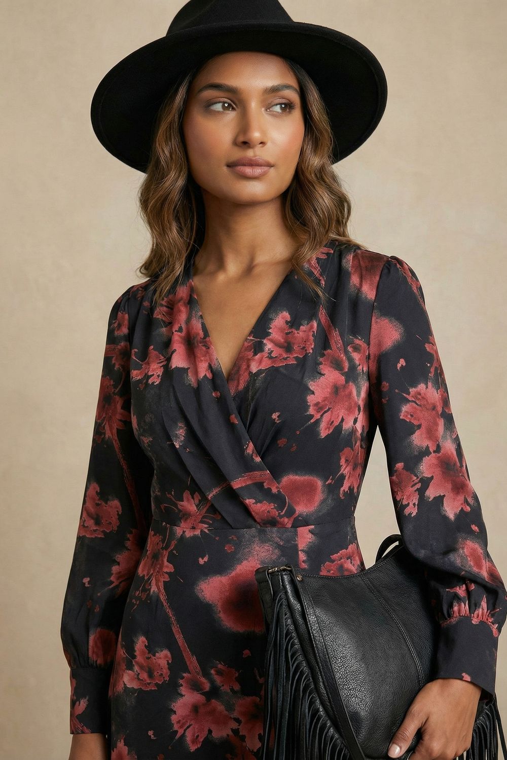 Flavia Wrap Midi Dress in Floral Print