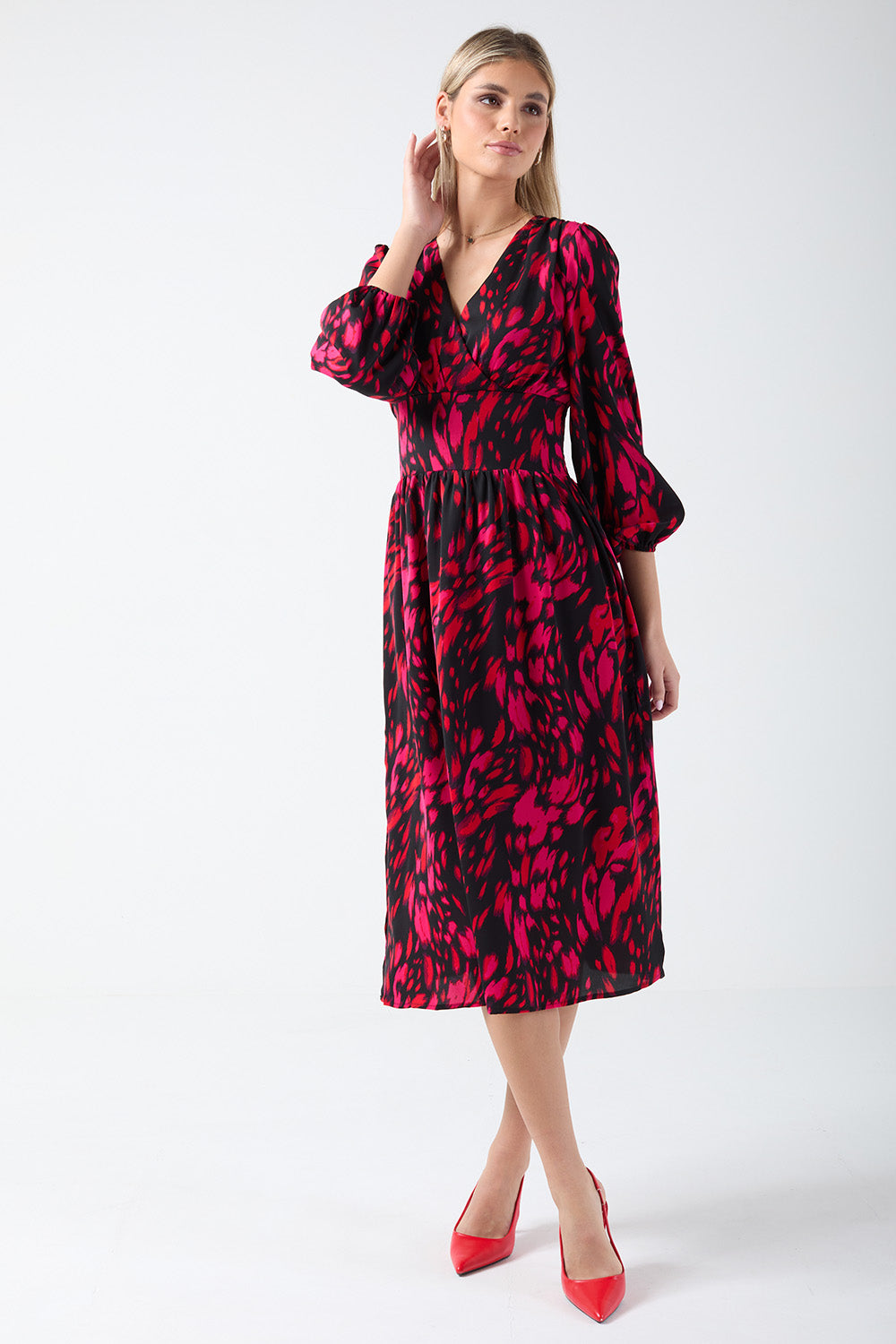 Rose Aniaml Print Midi Dress
