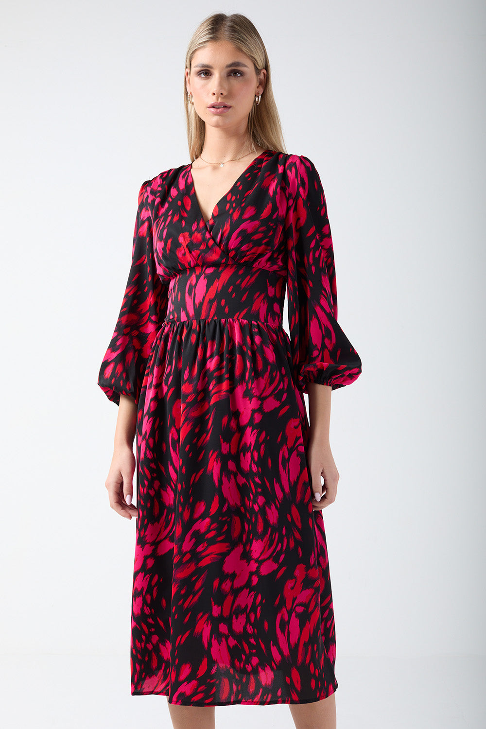 Rose Aniaml Print Midi Dress
