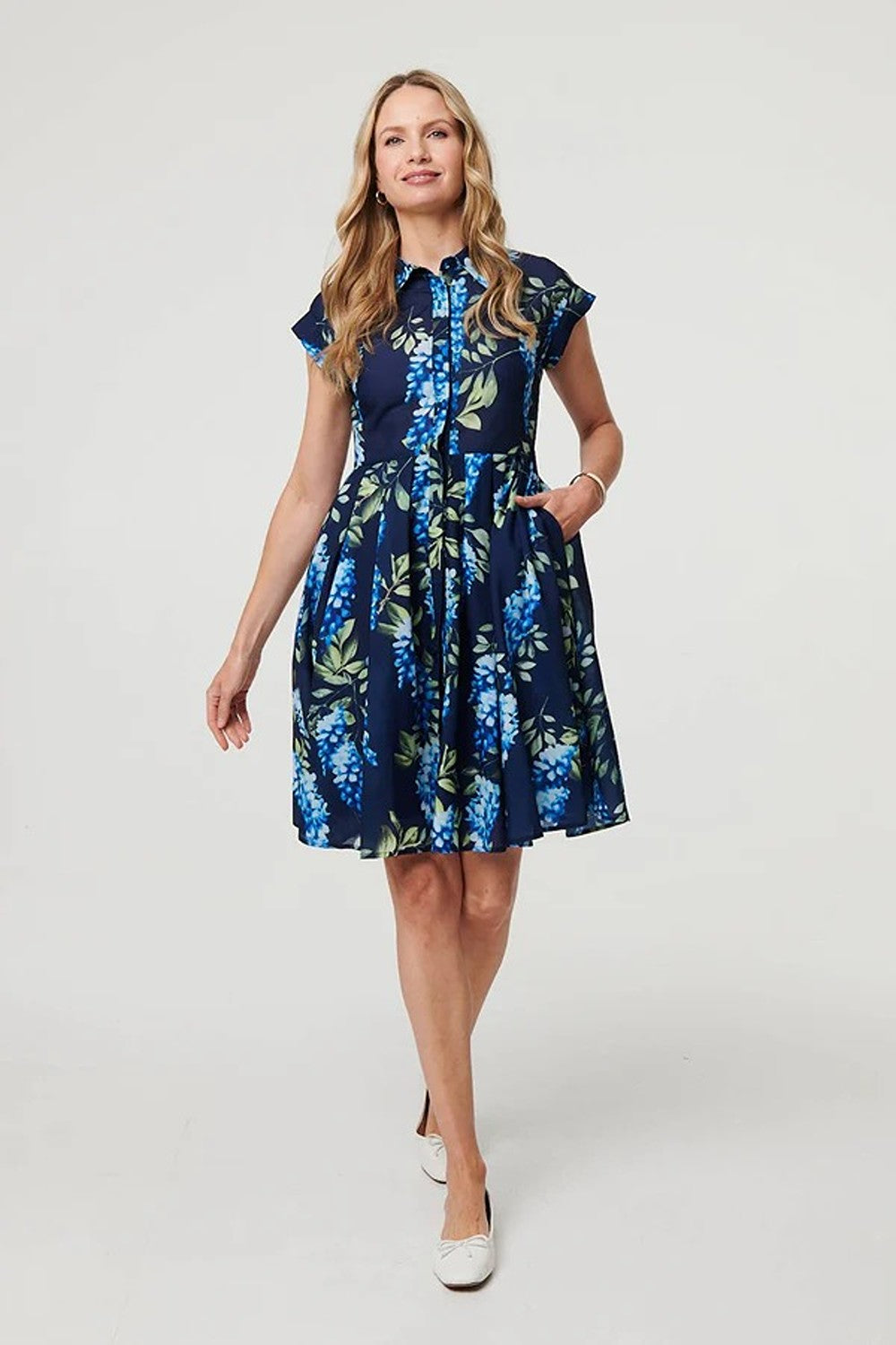 Maggie Skater Dress in Blue Print