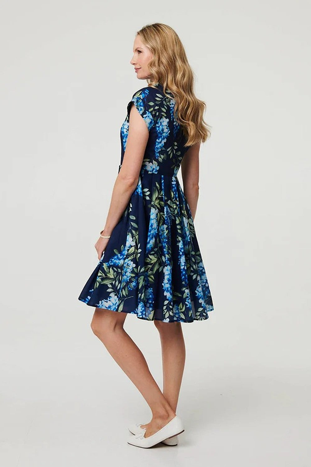 Maggie Skater Dress in Blue Print