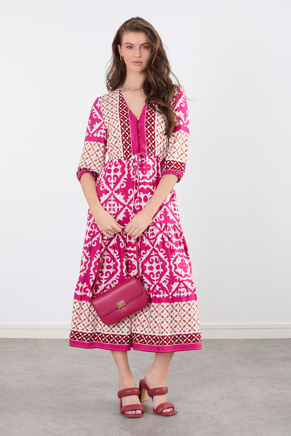 Karen Button Through Smock Midi Dress