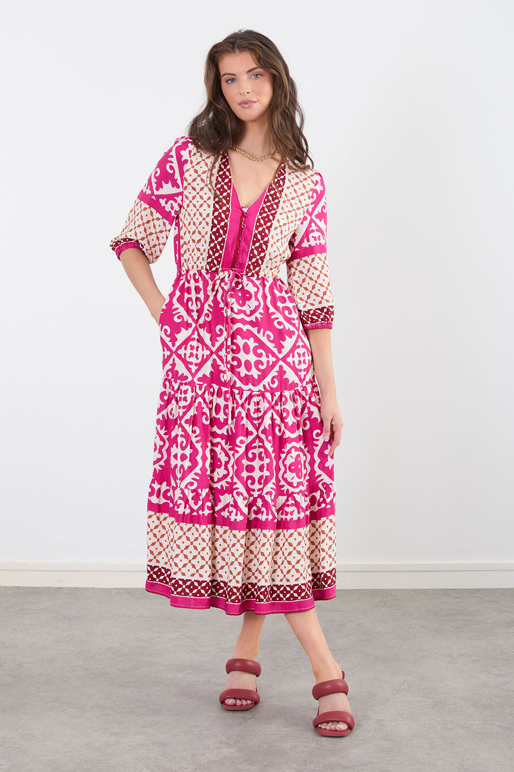 Karen Button Through Smock Midi Dress