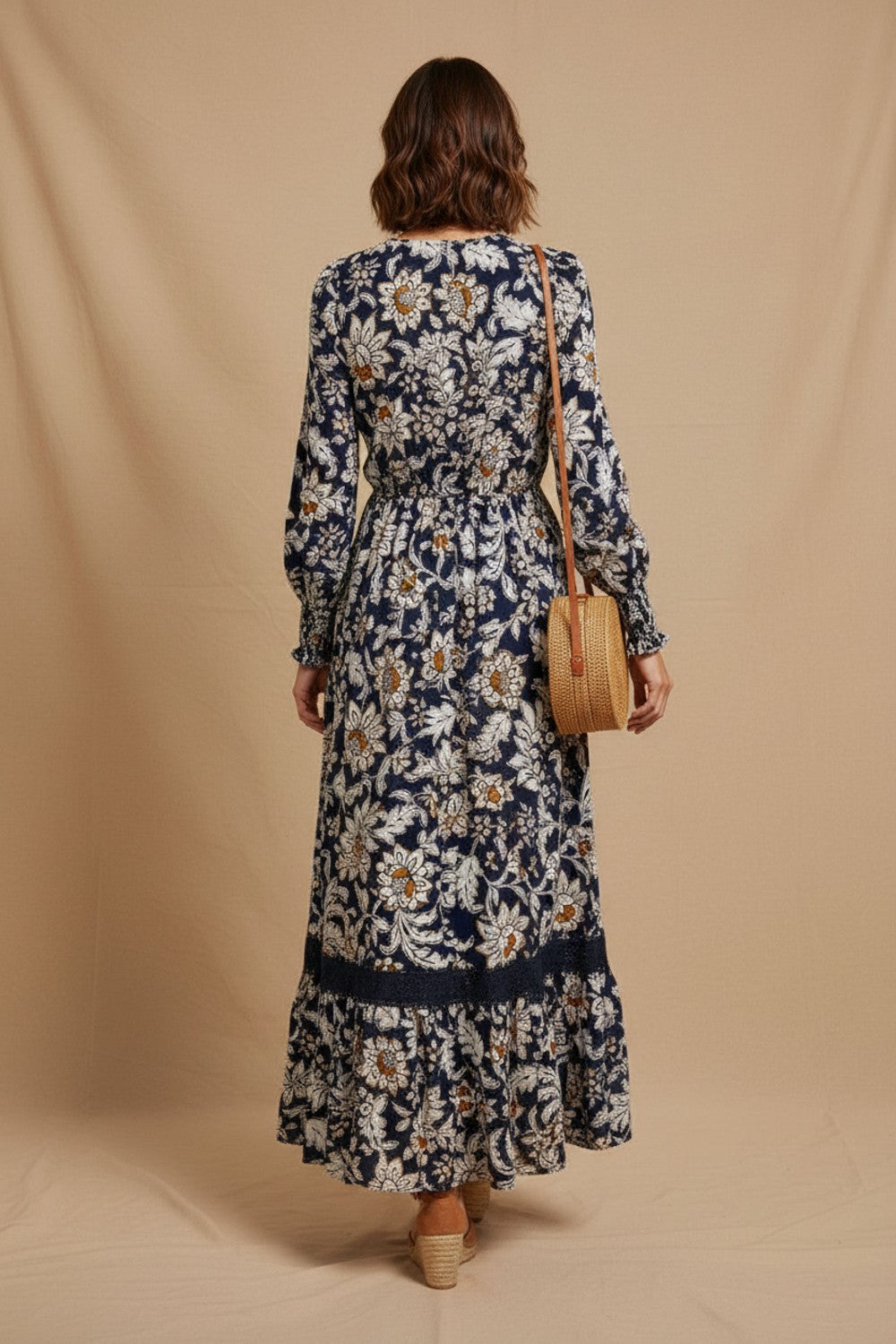 Button Through Floral Maxi Dress