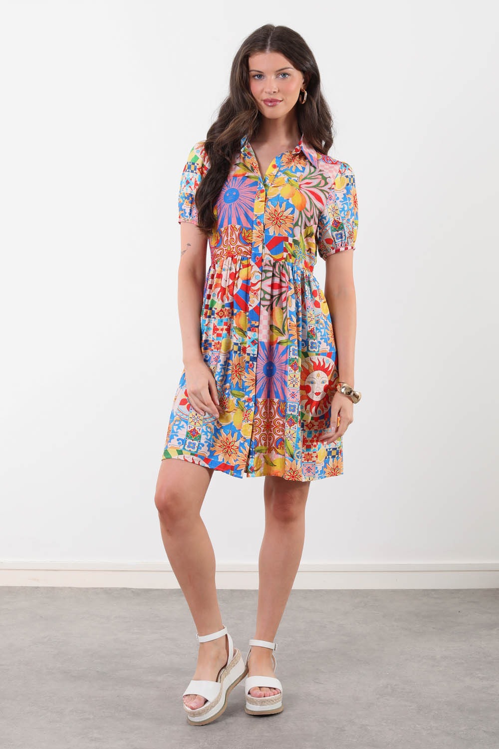 Clarice Printed Shirt Dress
