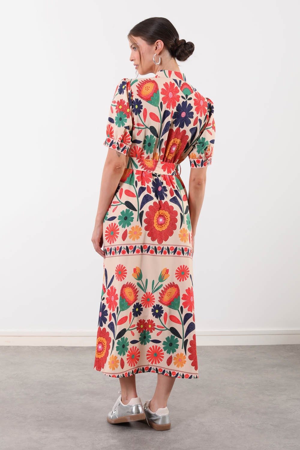 Lili Sunflower Button Front Midi Dress