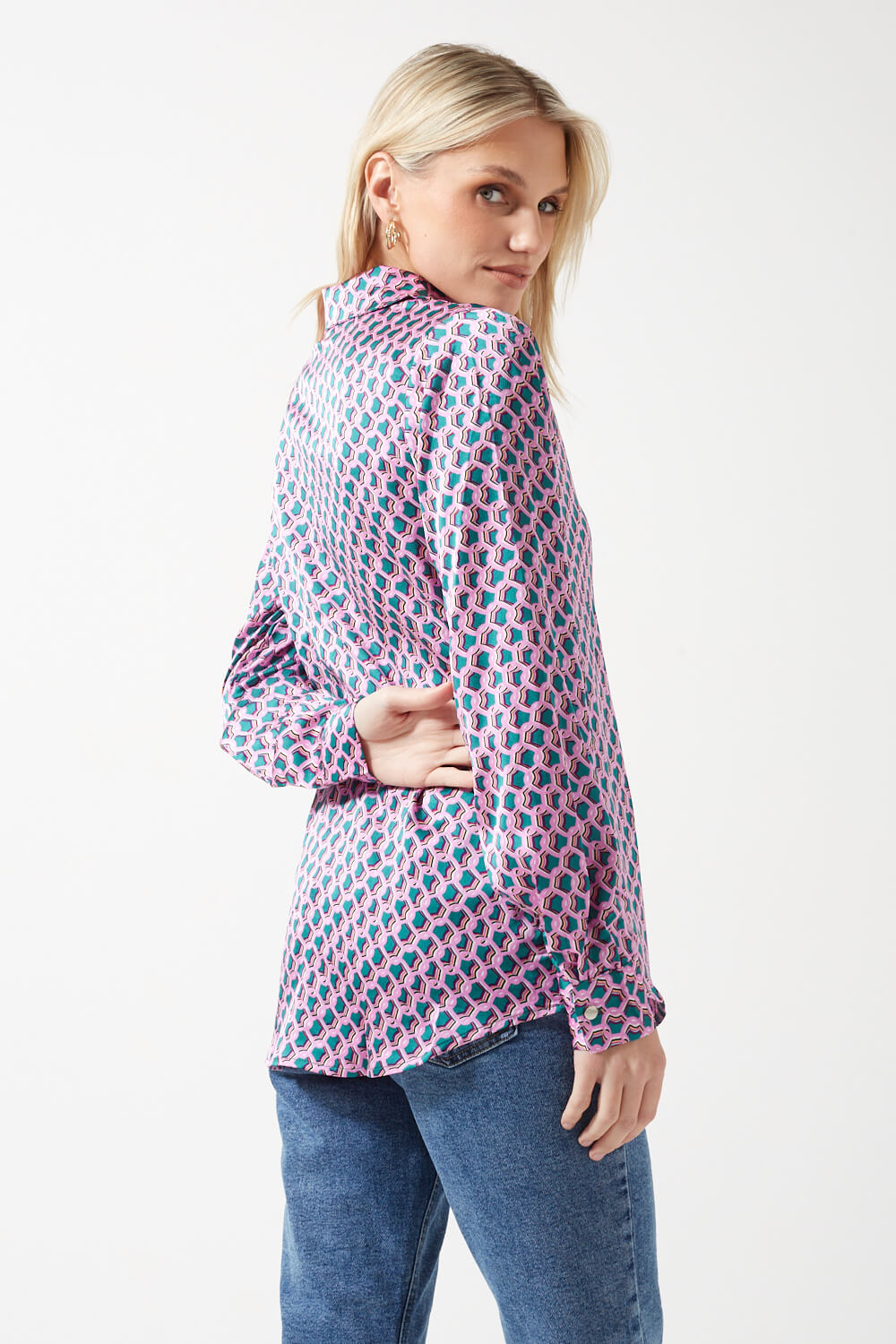 Brienne Printed Shirt Top in Purple