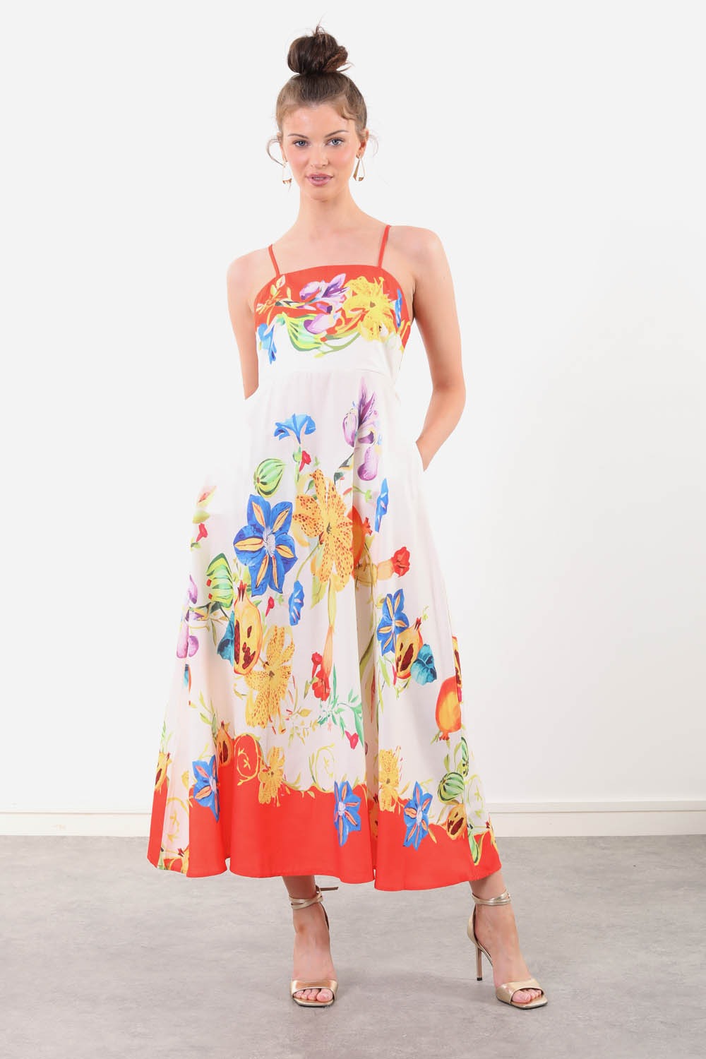 Emily Printed Sundress in Orange