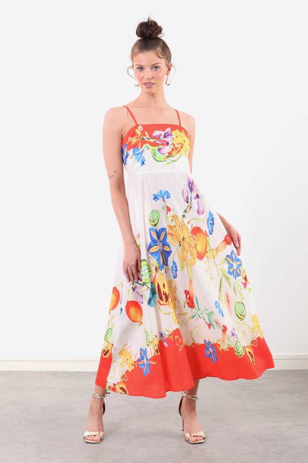 Emily Printed Sundress in Orange