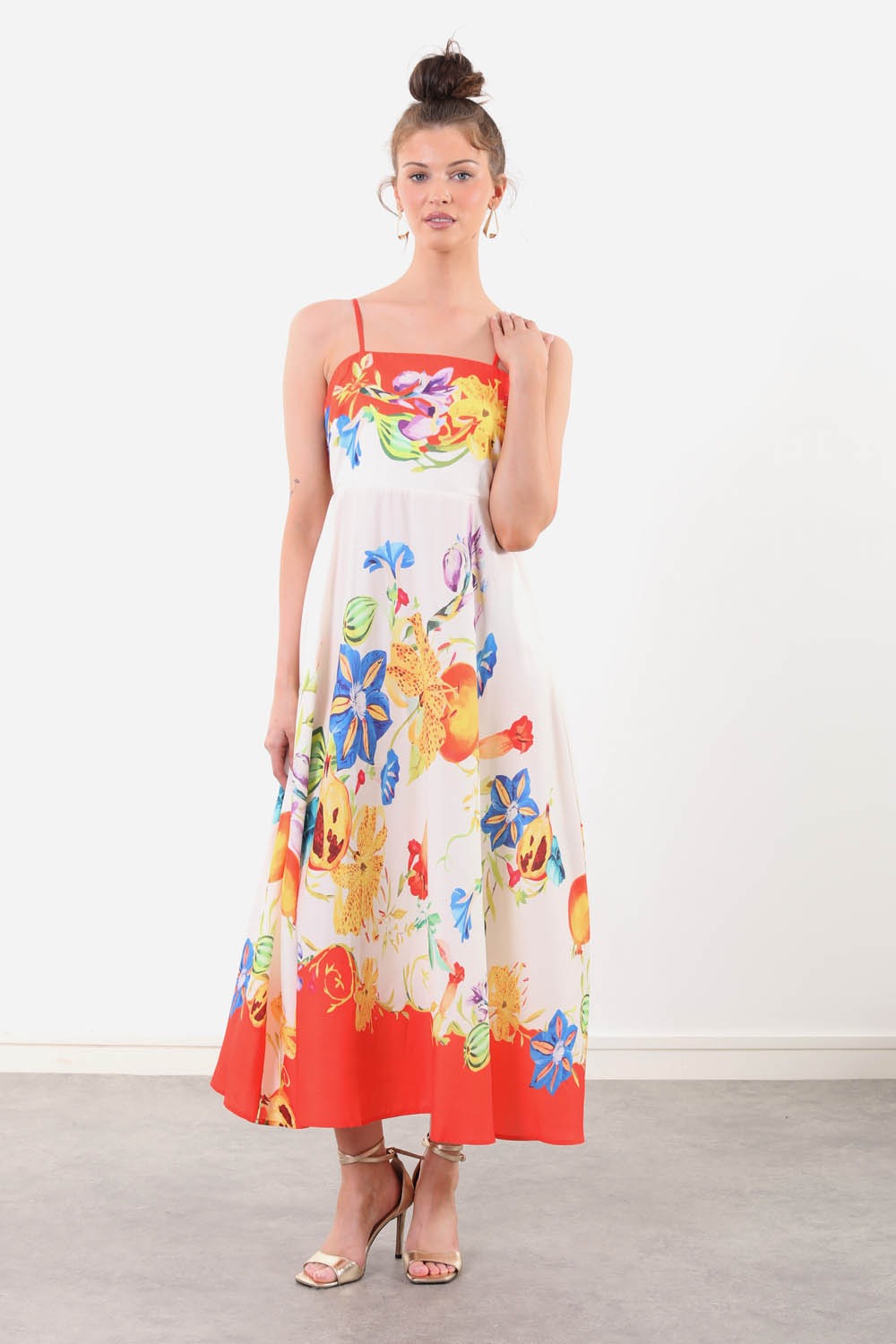Emily Printed Sundress in Orange