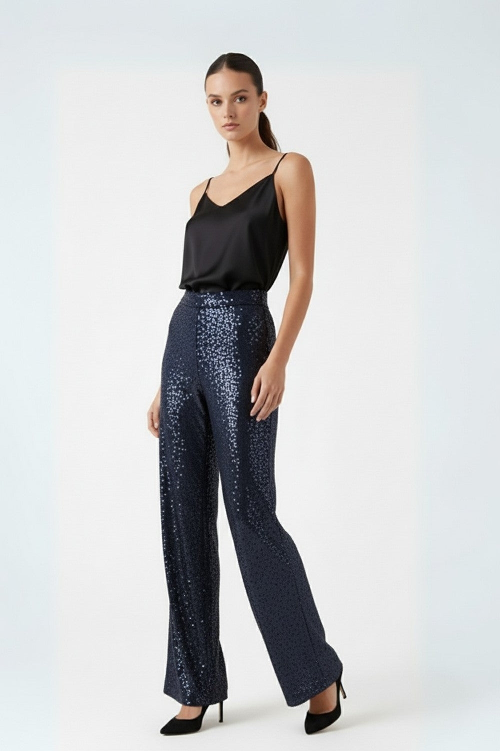 Jade Sequin Trouser in Navy