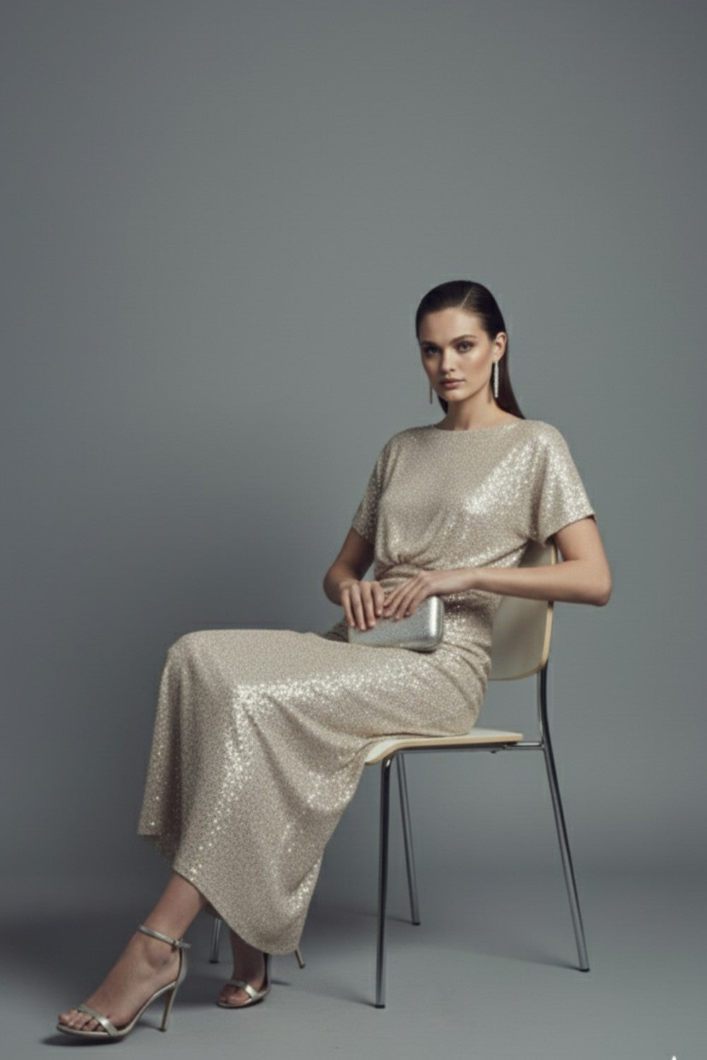 Daisy Sequin Dress in Champagne